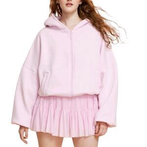 Blogilates X Target collab marshmallow full zip pink hoodie size XL oversized